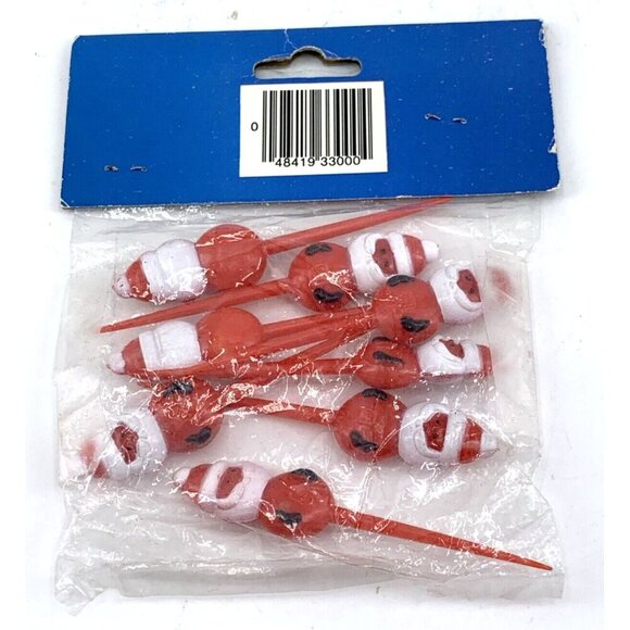 Christmas Santa Party Picks 10 NOS Floral Craft Plastic Vintage - Picture 3 of 5